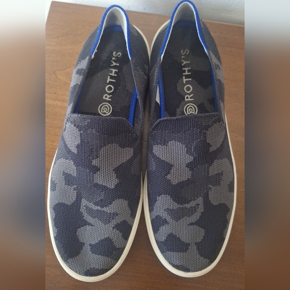 Rothy's The Original Slip On Sneakers Shoes Gray Camo Camouflage Retired Size 9 - Picture 8 of 14